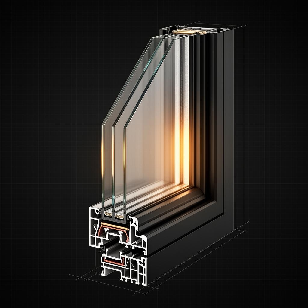 Sleek European aluminum tilt-turn window with triple glazing and multi-point locking